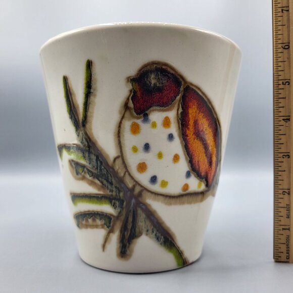 Crate & Barrel Ceramic Bird Design Planter Made in Portugal 6" Tall - Picture 13 of 13